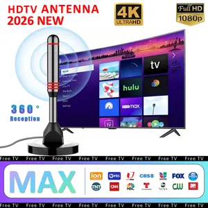 Metal Digital TV Antenna with Magnetic Base, 300 Mile Signal Reception, Free Local Channels, Suitable for Home, Apartment, RV, Yacht