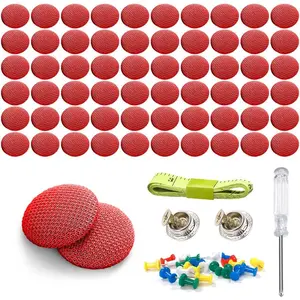 60 Pcs Car Roof Headliner Repair Kit, Grid Cloth Repair Button with Installation Tool, Auto Roof Snap Rivets Retainer for Interior Ceiling Cloth Fixing Repair Buckle (Red)