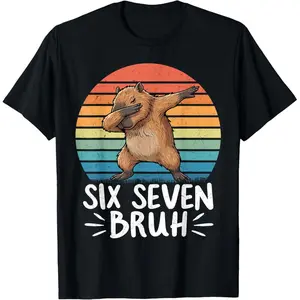 67 Meme Funny Six Seven Bruh Capybara for Kids Boys T-Shirt