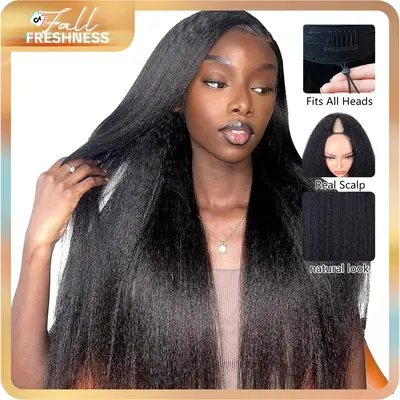 V Part Human Hair Yaki Straight Wig Install TikTok Shop