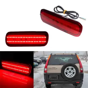 2PCS  Red Lens Rear Bumper Reflector Red LED Marker Brake Lamp For Honda CR-V 2002 2003 2004 Replace OEM 33505S9A003, 33555S9A003