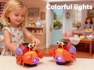 Electric Omnidirectional Multicolor Light Hermit Crab Toy for Kids Perfect Children's Gift & Birthday Present for Girls & Boys Enhances Playtime with Colorful Lights Glow-in-the-dark hermit crab ,Gifts for kids aged 2/3/4/5years
