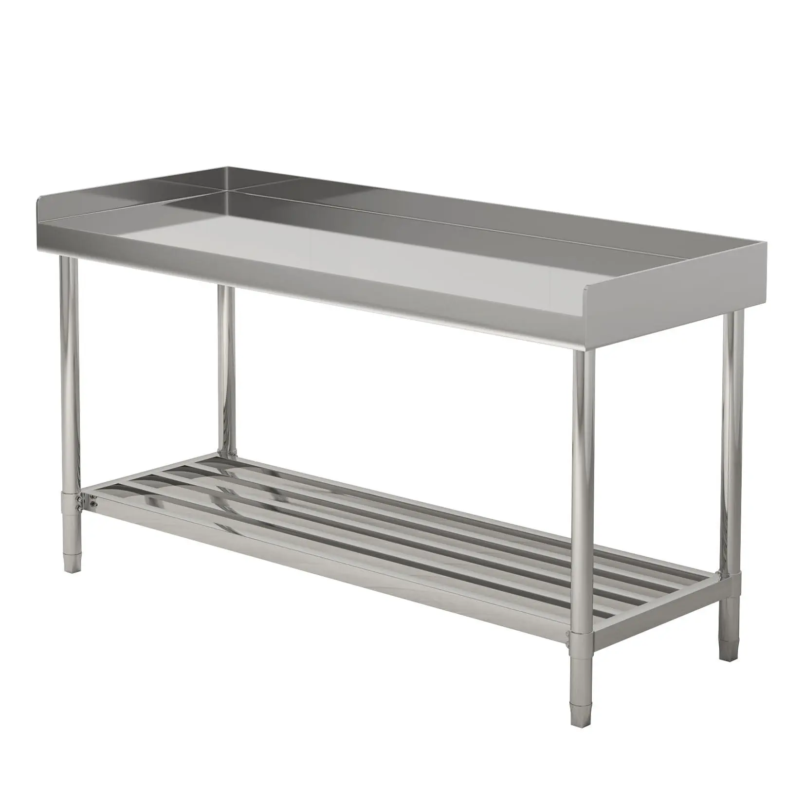 GARVEE 48" x 24" NSF Stainless Steel Work Table with Backsplash, Adjustable Undershelf, Heavy Duty Prep Table for Commercial Kitchen, Restaurant, Home, Hotel