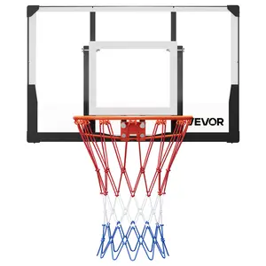 VEVOR Wall Mount Basketball Hoop 44-inch PC Backboard with Solid Steel 0.08 inch Thickened Backboard & Woven Nylon Net for Indoor & Outdoor Use
