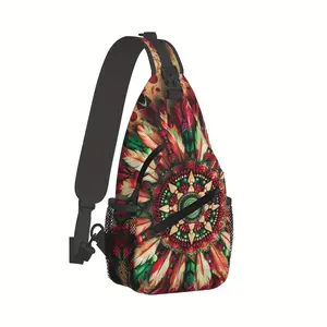 Crossbody Chest Bag Hiking Native American Tribal Art Shoulder Bag Folding Large Capacity Fashion Durable Made in US for Shopping Work Leisure Travel Beach Bag Fishing Backpack with Zip Closure