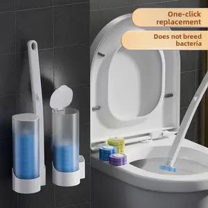 Disposable Toilet Brush Toilet Brush Head Set Includes 6 Cleaning Refills Bathroom Cleaning System Suitable for Sink Bathtub Drain Pipe Wash Basin Urinal Wall-Mounted Brush Toilet Brush Bathroom Cleaning Set brush refill
