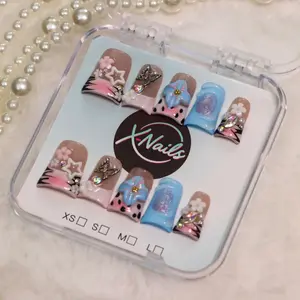 Xnails | 10PCS Handmade Duck shape Press on nails REUSABLE, Salon Quality, Glossy Design