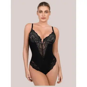 Women's Lace Shapewear Bodysuit - Tummy Control, Butt Lifter, Plus Size, Body-Hugging, Contoured, Elastic, Hourglass Bodysuit for Women, Body-Hugging Shapewear Bodysuit