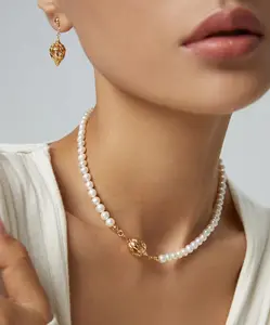 Real Freshwater Pearl Necklace, Walnut Shell Pendant in 18ct Gold, Perfect Mother's Day Gift, Gift for Her