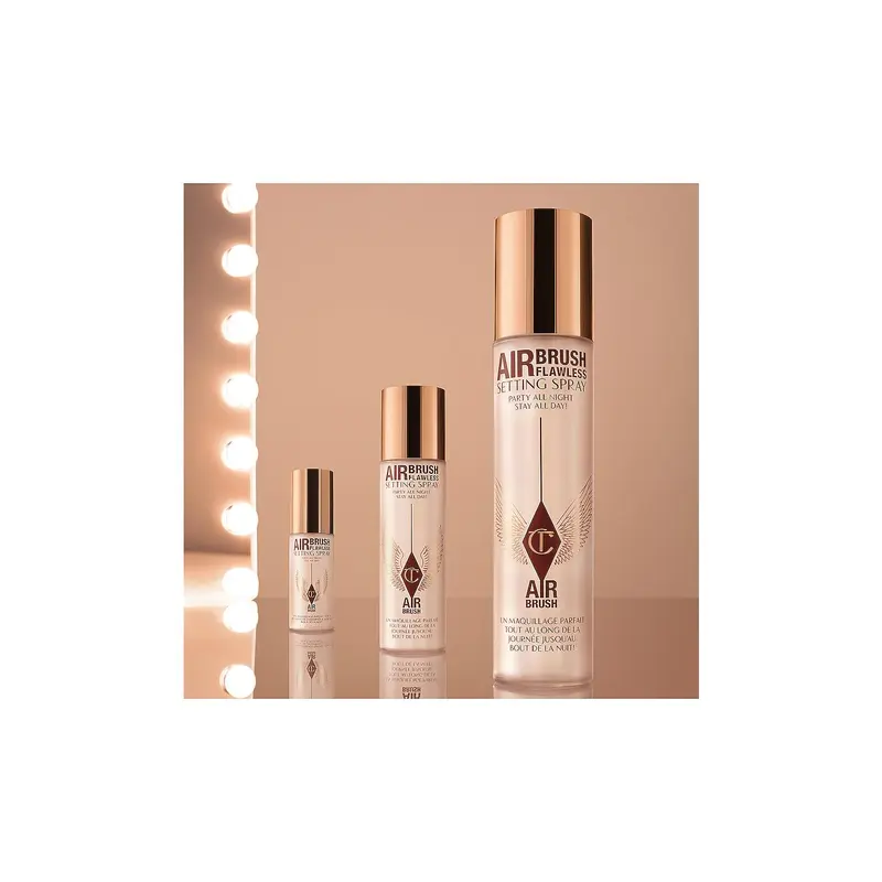 Charlotte Tilbury Travel Airbrush Flawless Finish Makeup Setting Spray - Green Tea-Infused, Alcohol-Free, Moisturizer, Sensitive Skin-Friendly, Hydrating, Lightweight, Long-Lasting Moisture-Locking Fixing Spray