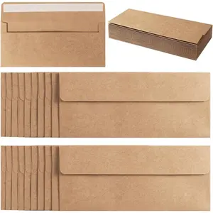 100 Pack Colorful #10 Business Envelopes Self Seal Standard Envelopes for Office Checks, Business, Letter Mailing Invoices, 4.13 x 9.49 Inches (Brown)