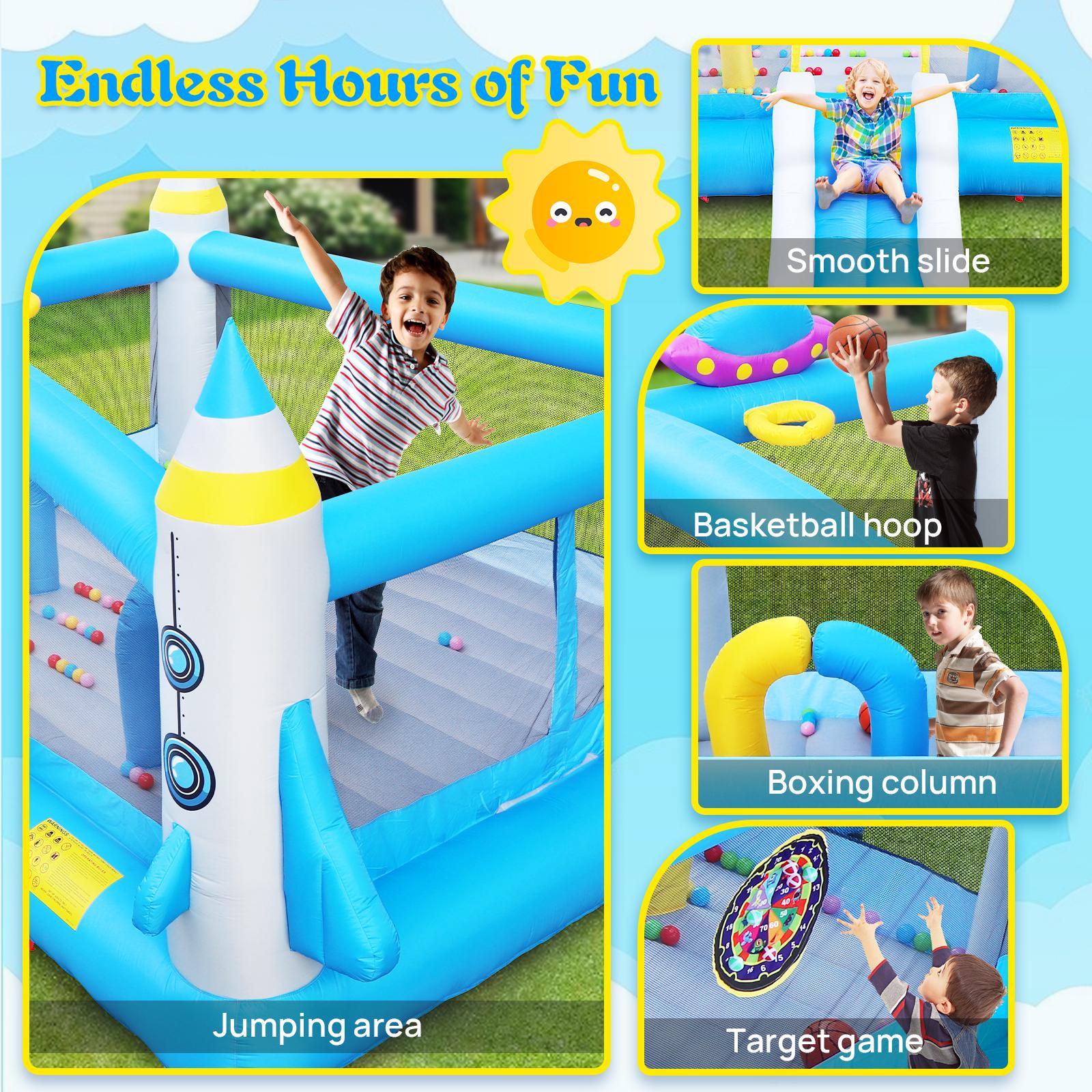 SAVEYOUR Multifunctional Jump 'n Slide Inflatable Bouncer for Kids 198" x 180" Play Area 96" Tall with Blower ETL Certified Safe for Outdoor Use