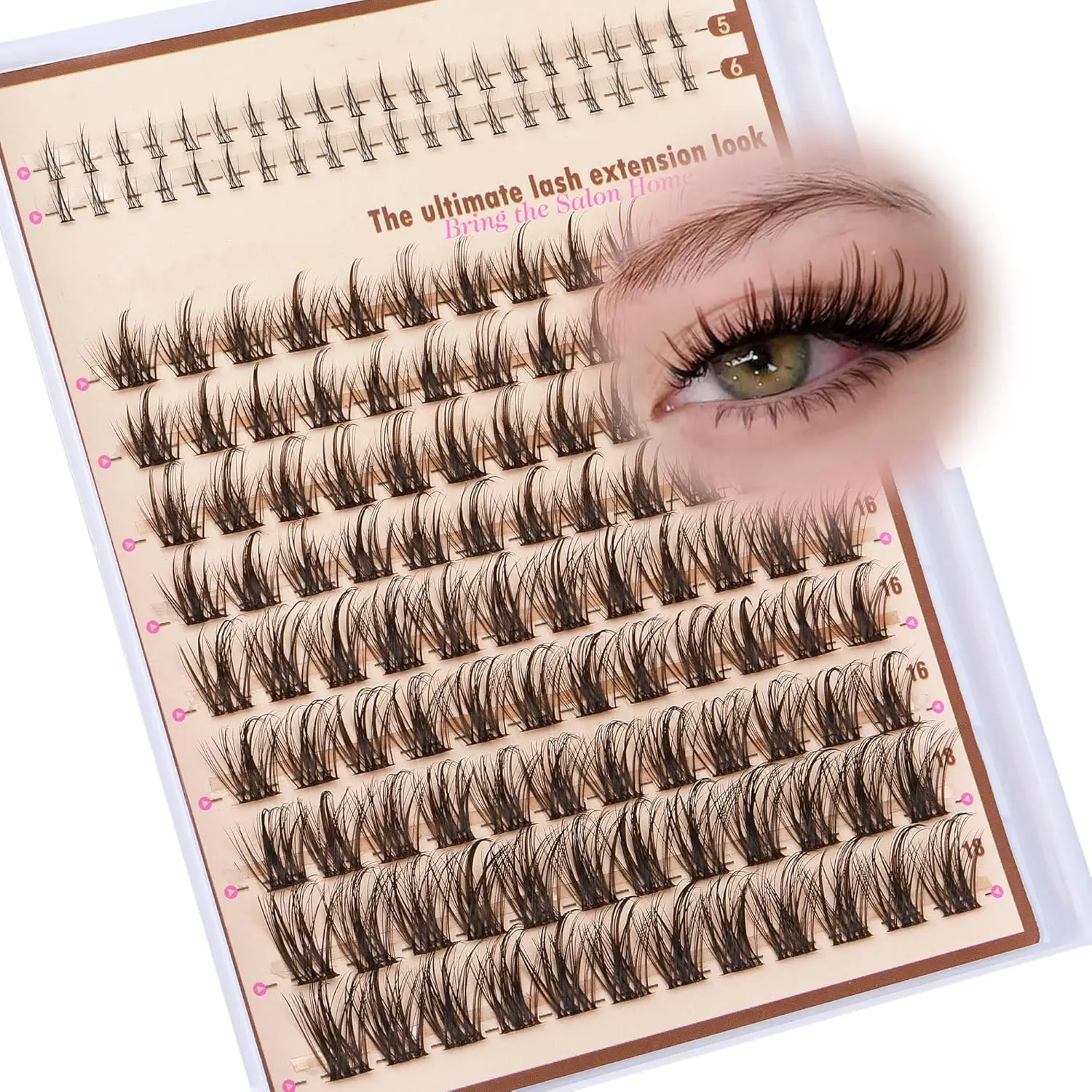 Natural Fluffy Eyelash Clusters for DIY Home Use, Anime Style Pointed Eyelash Extensions, 5-18mm with Base, 160pcs Set Lash Clusters Kit, False Eyelashes, DIY Volume Eyelashes, Voluminous False Eyelashes