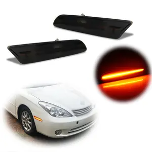 2pcs Smoked Amber LED Front Side Marker lamps Lights For 2002 2003 Lexus ES300 & 2004 2006 ES330,Replace OEM 8173133021 8174133021, LX2532102 LX2533102