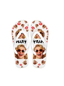 Custom FUN FACE Men's Women Flip Flops, Personalized Photo/Name/Text Sandals, Quick-Drying & Non-Slip, Ideal for Outings, Beaches Party, Valentine's Day & Birthdays (Gift for WIFE/ Brother/Friend/Dad/MOM /SISTER)