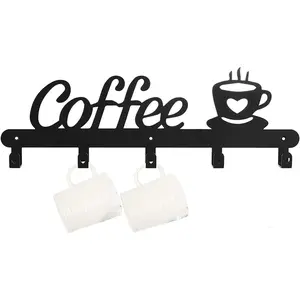 Elegant Metal Coffee Cup Holder Hook, Key Hook and Keychain Stand, Wall-Mounted Kitchen Hook, Suitable for Clothes and Hats, Hanging Stand, Organiser