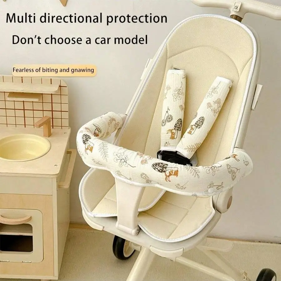 3-Piece Baby Stroller Protector Set, Bite Guard for Baby, Washable Universal Stroller Handle Covers, Anti-Bite Anti-Dirt, Practical Design, Stroller Accessories Set