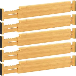 2.36" High 5 Pack  Drawer Dividers, 14.2-22" Expandable Kitchen Drawer Dividers, Adjustable Drawer Dividers for Clothes, Drawer Separators for Dresser, Kitchen, Bedroom, Bathroom