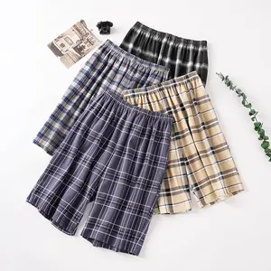 Modal Plaid Pajama Pants For Adults Home Furnishing Modal Shorts Modal Pajama Men Sleep Bottom Home Wear