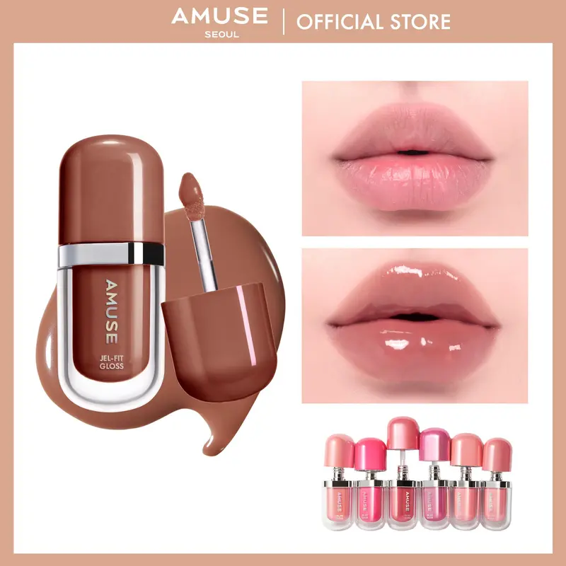[AMUSE Seoul Official] Jel-Fit Gloss | 10 Shades, High-Shine, Lipstain, Plumping, Tinted Gloss, Ultra-Glossy Finish, Peptides & Cica PDRN