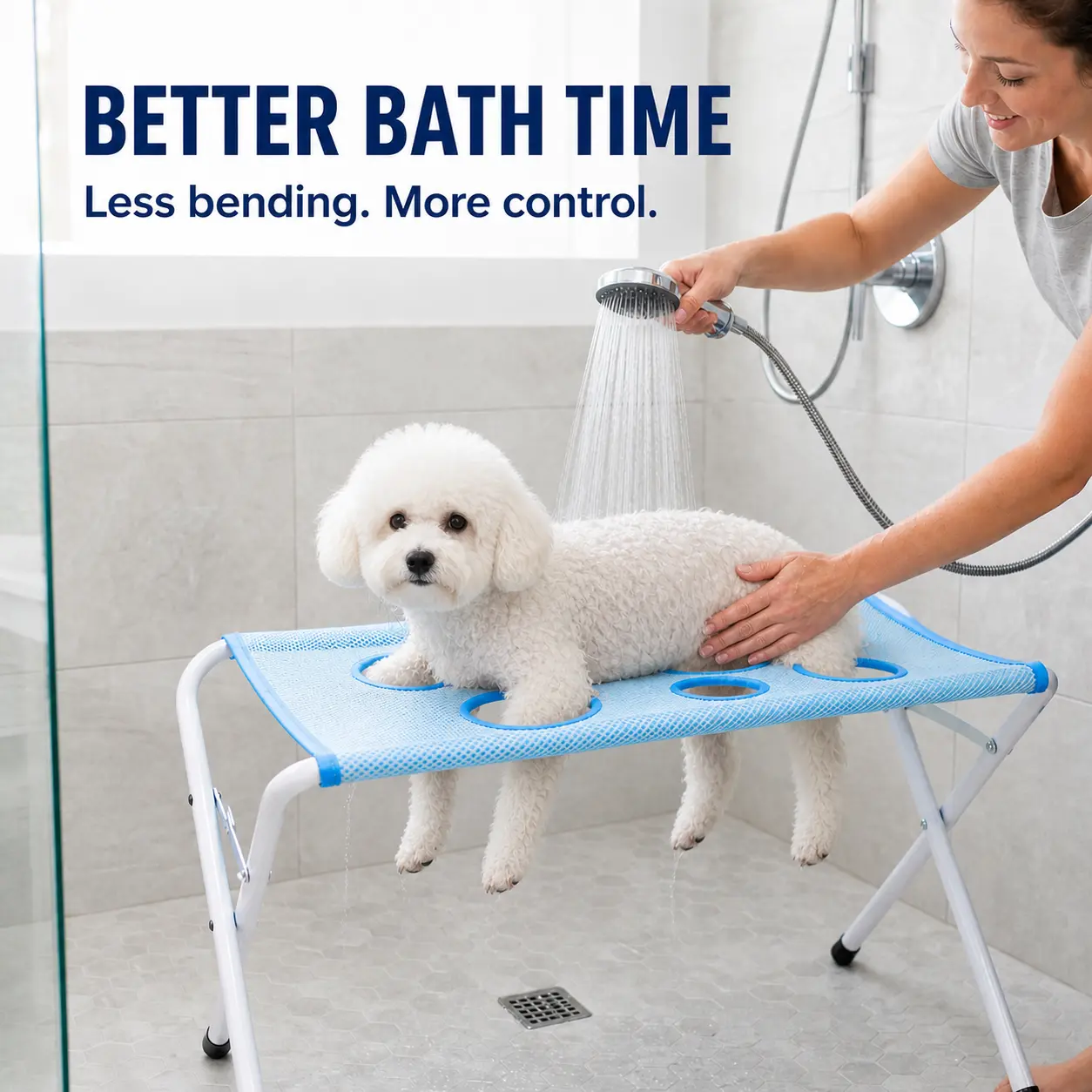 Multi-Functional Pet Grooming Hammock with Bath Support Rack, Ideal for Cat & Dog Bathing and Nail Trimming