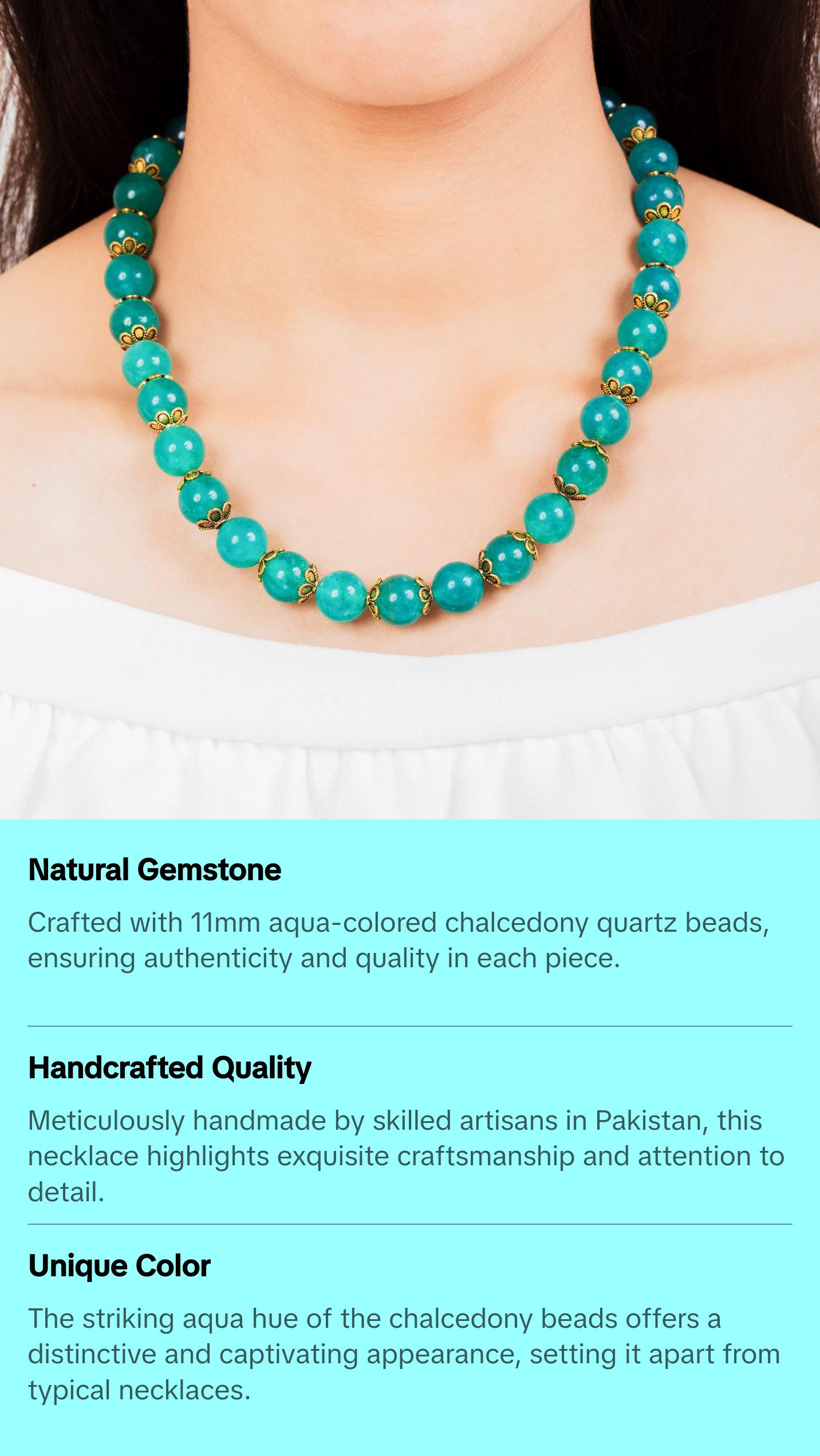 Aqua Chalcedony Beaded  Necklace