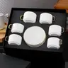 Ceramic Coffee Cup & Saucer Set, Coffee Cups Sets, Cups with Saucers, 12pcs/set Modern Striped Pattern Cup & Saucer with Handle, Drinking Supplies for Home Office Use, Ceramic Tea Cup, Stylish Drinkware, Coffee Cups Gift