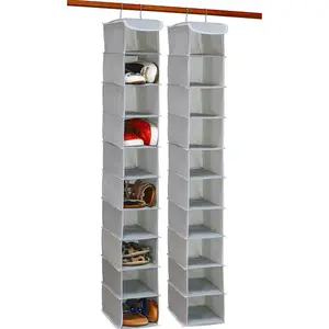 2 packs of 10 layer hanging storage compartments that can be folded and hung (gray)