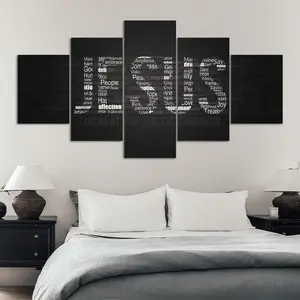 Jesus Letter Pattern Canvas Painting, 5 Counts/set Creative Religious Art Poster, Wall Art Decor for Home Living Room Bedroom, Wall Decoration, Ornaments