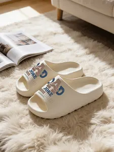 DAD Joke Mustache Letter Print Coconut Sandals, Cloud-Feel Trendy Casual Style, Unisex Gift Daily Wear, Thick Sole Non-slip Soft Comfortable, All-Season Home Bathroom Outdoor