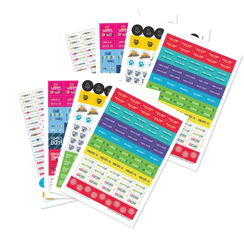 644-Count Everyday Life Planner Sticker Collage Pack - 8 Sheets per Set, Pressure-Sensitive Peelable Colorful Fun Pre-Printed Prompt Labels, 5.5x8.5in Paper for Any Planner, Busy Families' Reminders & Family Events