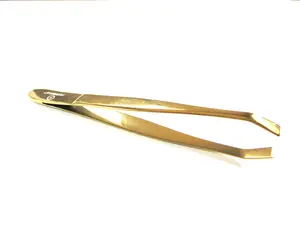 Forgica Gold Tweezers Curved Titanium Gold Color For Long Lasting