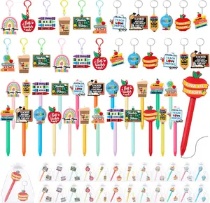 Teacher Appreciation Gifts Include Teacher Pens with Inspiring Sayings Cute Keychain and Gift Bags for Office Supplies Accessories (Mixed Style)