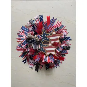 Patriotic Independence Day Wreath - National Flag Themed Front Door Decoration