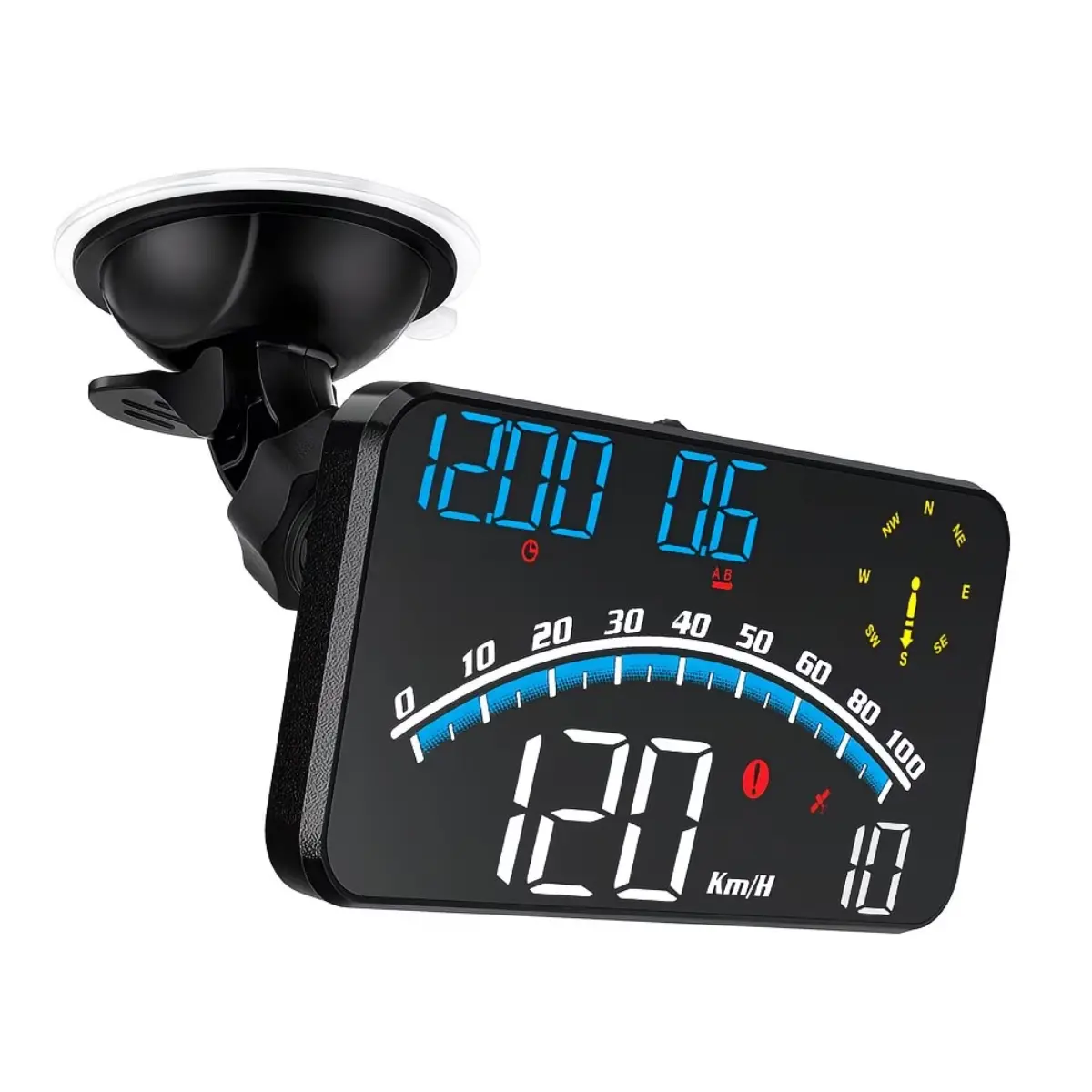 Car HUD Head-Up Display with High-Precision Real-Time Speed, Compass, Altitude & Latitude - Speed Alert, Adjustable Speed Limit Indicator, Day & Night Use, Battery-Free Vehicle Dashboard Upgrade