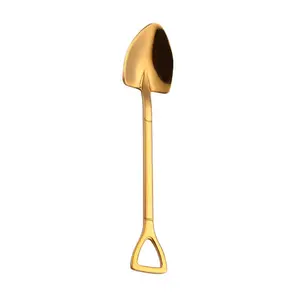 Gold creative stainless steel 304 small shovel spoon design gold-plated tableware coffee spoon ice cream soup honey spoon delicate stirring spoon