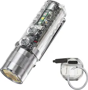 Aurora A28 2nd USB-C EDC Flashlight, 6500K Cool White Max 1000 Lumen, 850mAh Rechargeable Small Flashlight, with Red/White/ 365nm Sidelights, Momentary On, Ideal Flashlight for Camping