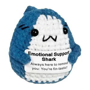 Cute Crochet Shark Design Emotional Support Toy, 1pc Creative Cute Crochet Ornament, Creative Craftsmanship, Cheer Up Gift for Friends, Party Favor, Encouragement Gift, Soft Stuffed Doll, Stuffed Animal Gift, Handmade Crochet Figure, Soft Cuddly Gift