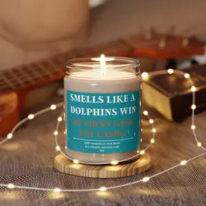 Smells Like A Dolphins Win Candle, Unique Gift Idea, Football Soy Candle 9oz Gift