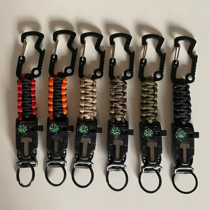 5 Pack Outdoor Paracord Survival Keychain for Camping and Hiking