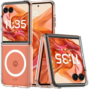 Entronix Moto Razr Plus 2024 [Magnetic-Compatible] Crystal Clear Case - Sturdy Cover Transparent Wireless Dustproof