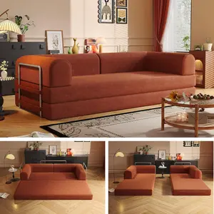 Syferlory 3-Seat Upgraded Multi-Functional Corduroy Convertible Sofa Bed - Pre-Assembled Floor Couch with Pillows, Living Room Sofas for Living Room, Bedroom Decor, Sofas Living Room