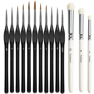 Fine Detail Wood Handle Paint Brushes 3/6/11/14pcs, Ideal for Miniature Art, Acrylic Painting, Watercolor, Paint by Number, Micro Drybrushing