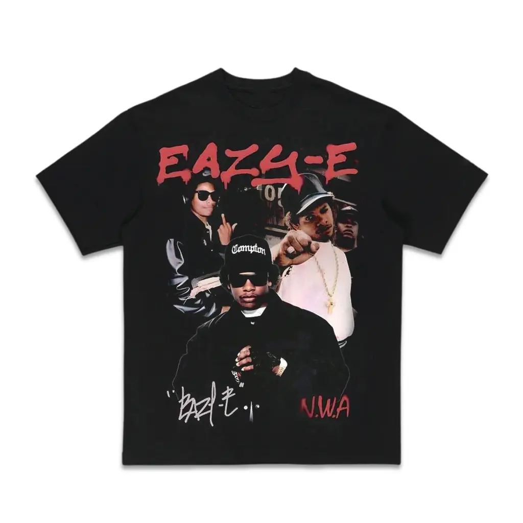 Eazy-E NWA Compton Collage Autograph Rap T-Shirt – Vintage Rap Album Graphic Tee