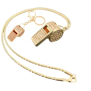 Multi Color Zinc Alloy Whistle Keychain with Necklace Set Multifunctional Gift