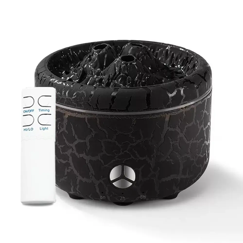 Volcano Lava Crack Aroma Diffuser 500ml, 2 Mist Modes Jellyfish & Flame Spray, Ultrasonic Essential Oil Humidifier with Remote, Color Ambient Light, 2H/8H Timer, Waterless Auto Shut-off for Bedroom Home Decor