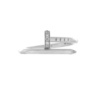 Pre-owned Cartier Juste un Clou Ring 18K White Gold and Diamonds Small by Rebag