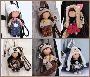 14cm Mini Potato Doll Mia, Dress-Up Plush Keychain Toy, Girl Bag Charm with Hanging Strap, Cute Keychain Doll for Kids