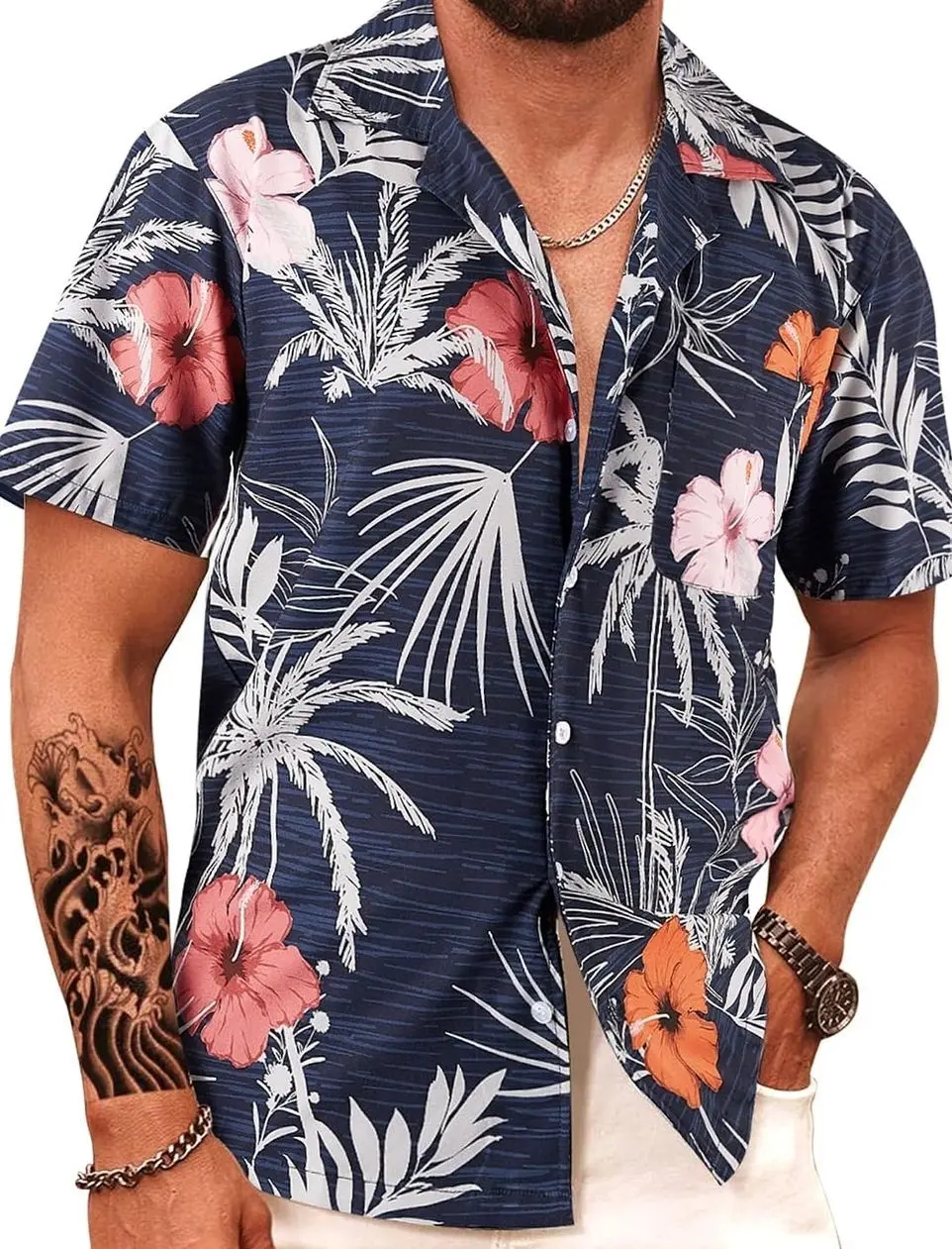 Heavyweight Cotton Hawaiian Shirt Men Short Sleeve Summer Beach Button Down Gift For Fans, Friends