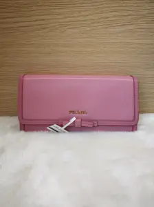 Pre-owned PRADA Pink Saffiano Leather Bow Continental Wallet